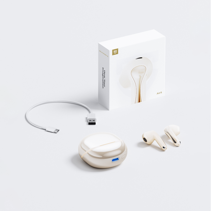 Soundpeats Air5 Wireless Airpods - Beige Soundpeats.pk