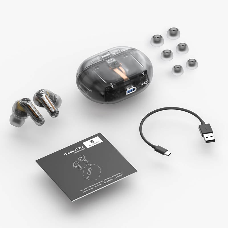 Soundpeats Capsule 3 Pro Best ANC Hybrid Earbuds – Transparent Edition Black | Soundpeats.pk