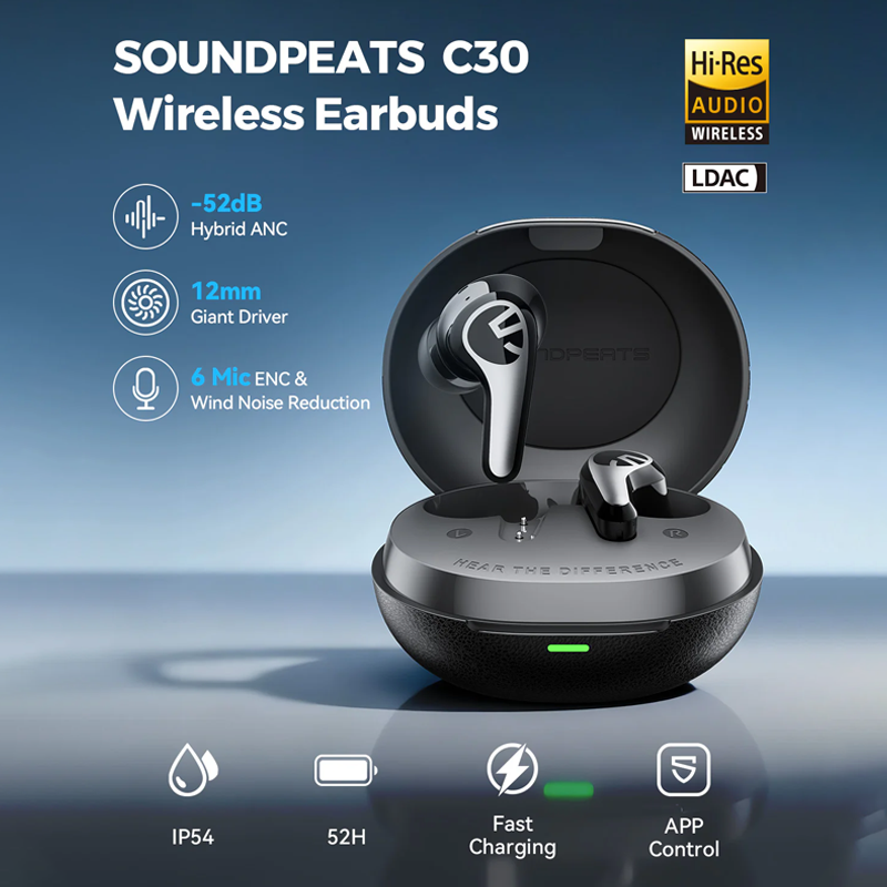 Soundpeats C30 Hybrid ANC Wireless Earbuds Soundpeats.pk